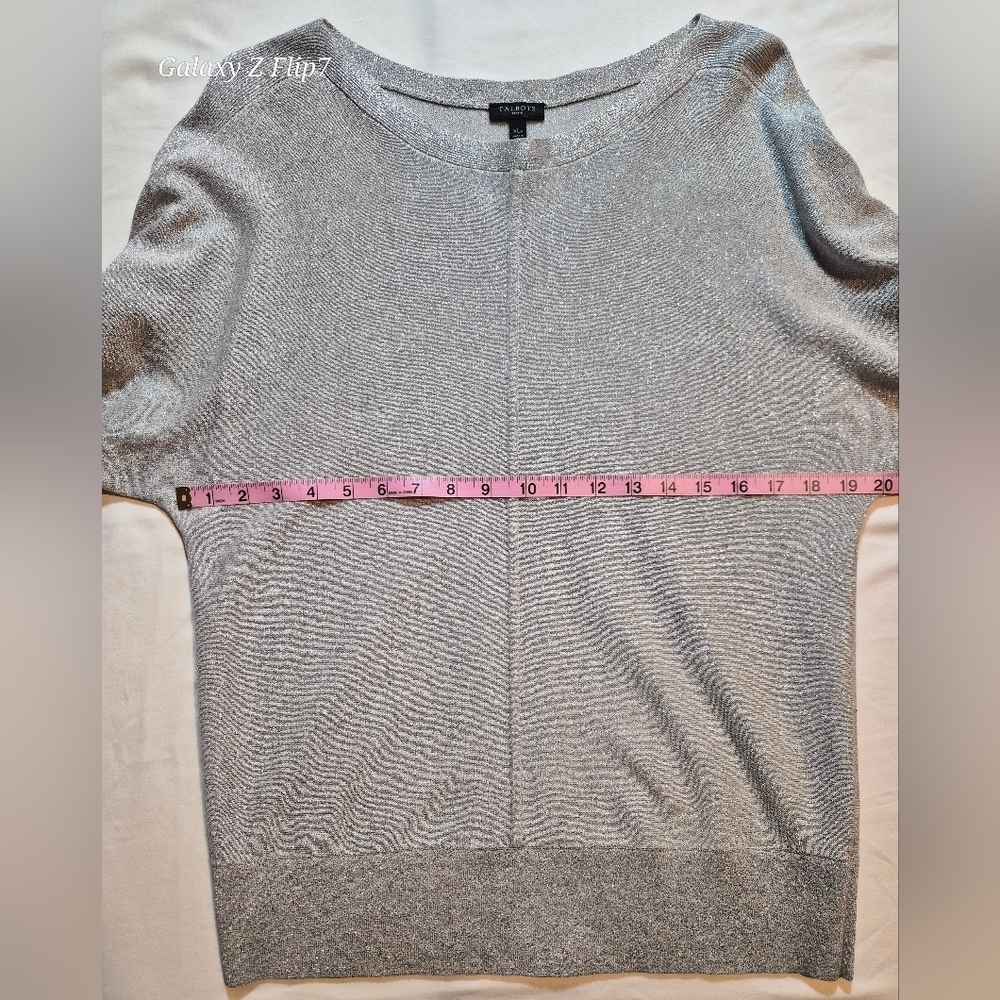 Talbots Petite Silver Metallic Shimmer Knit Top - Size XLP - Picture 4 of 9